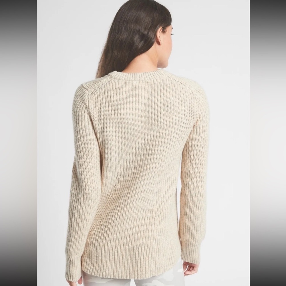 Athleta Women’s XS Sierra Chunky Knit Wool Coconut Grandpacore Winter Sweater - Picture 6 of 9